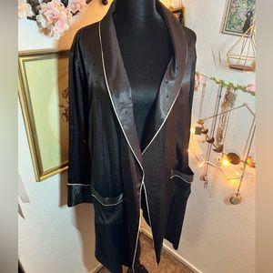 Black satin polka dot Victoria’s Secret robe